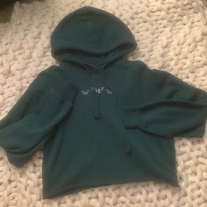 Cropped Butterfly Embroidered Hoodie